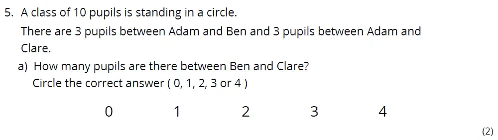 Question 5(a) - Bancroft's School 11 Plus Maths Entrance Paper 2023