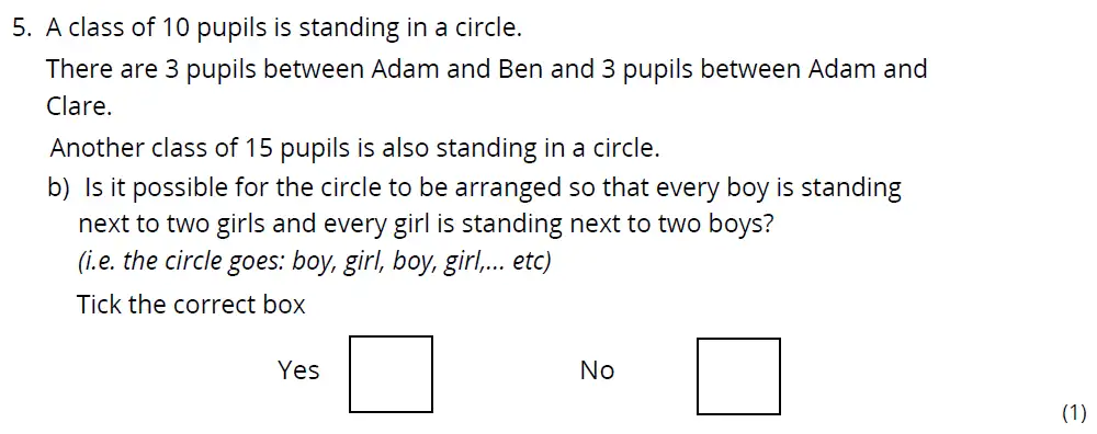 Question 5(b) - Bancroft's School 11 Plus Maths Entrance Paper 2023