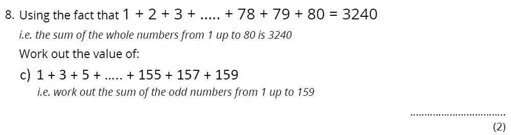 Question 8(c) - Bancroft's School 11 Plus Maths Entrance Paper 2023