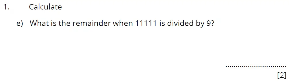 Question 1(e) - Bancrofts School 11 Plus Maths Sample Paper 2 - 2024