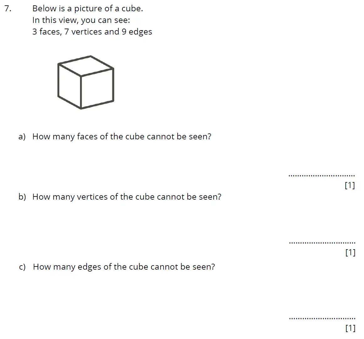 Question 7(a,b,c) - Bancrofts School - 11 Plus Maths Sample Paper 2 - 2025