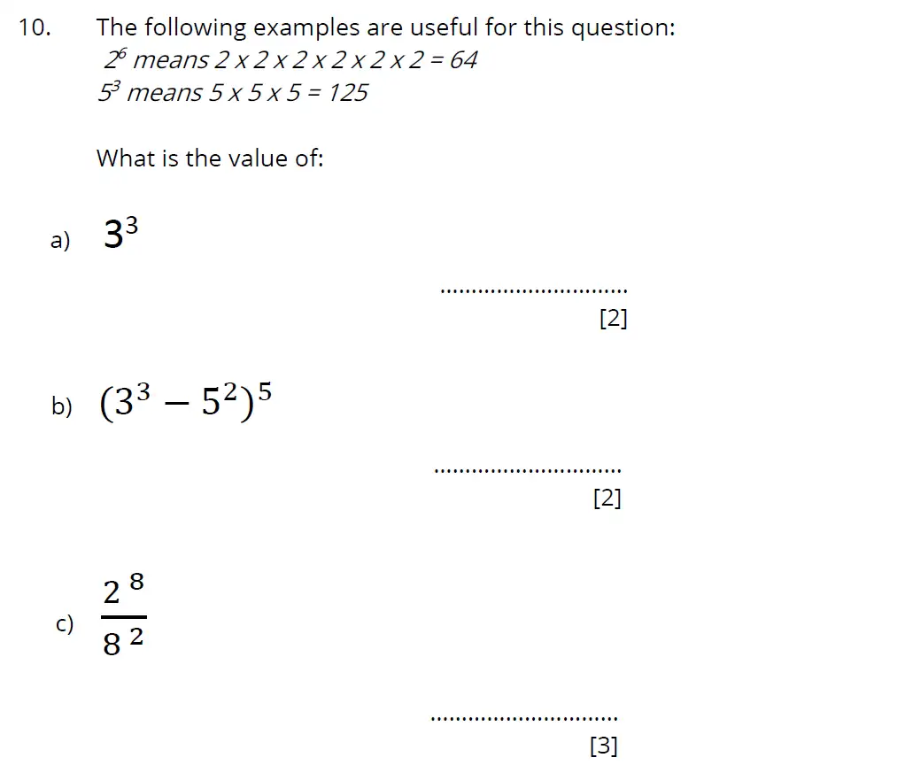 Question 10(a,b,c) - Bancrofts School 11 Plus Maths Sample Paper 2 - 2024