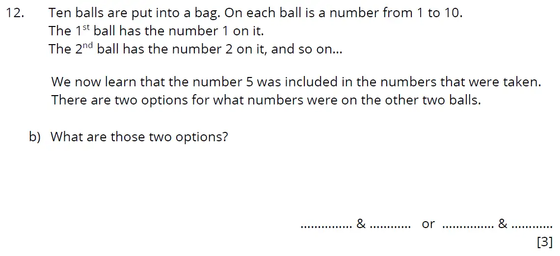 Question 12(b) - Bancrofts School - 11 Plus Maths Sample Paper 2 - 2025