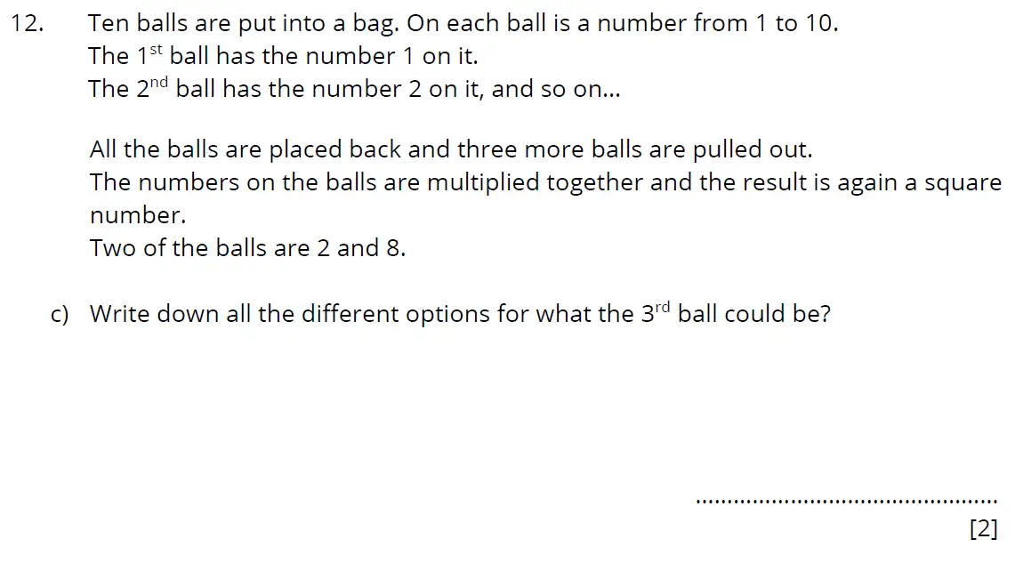 Question 12(c) - Bancrofts School - 11 Plus Maths Sample Paper 2 - 2025