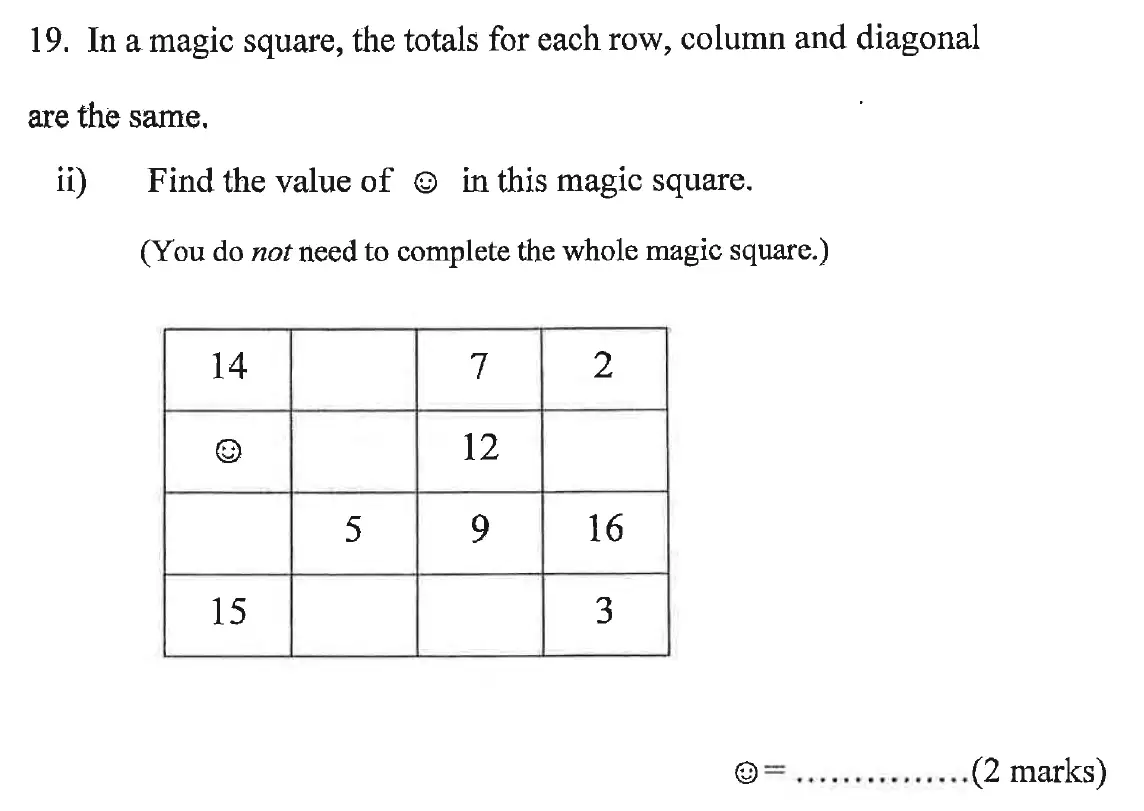 Question 19(i) - Bancrofts School 11 Plus Sample Paper 2023