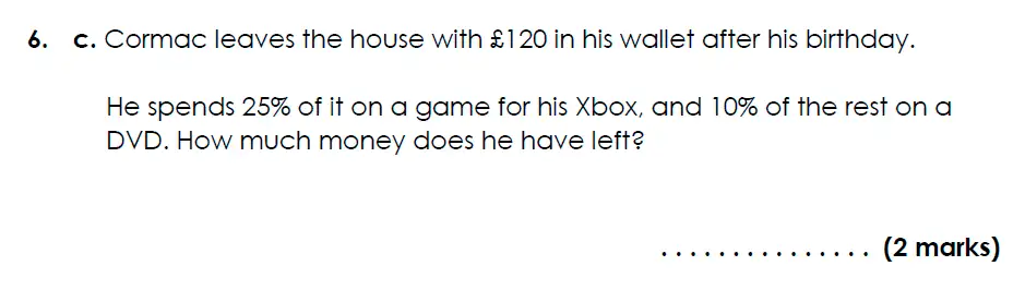 Question 6(c) - Bancroft’s School - 11 Plus Maths Sample Paper 2024 entry