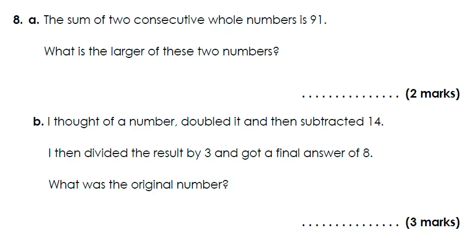 Question 8(a,b) - Bancroft’s School - 11 Plus Maths Sample Paper 2024 entry
