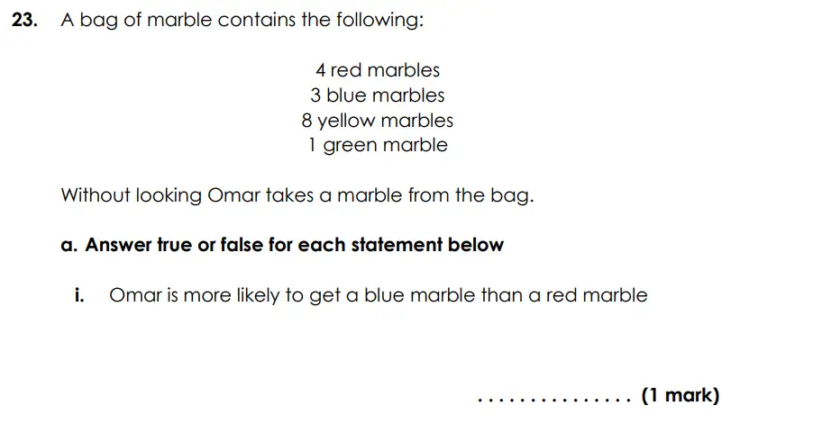Question 23(a(i)) - Bancroft’s School - Eleven Plus Maths Sample Paper Entry - 2026