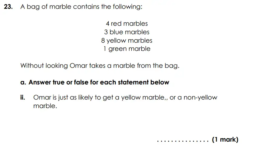 Question 23(a(ii)) - Bancroft’s School - Eleven Plus Maths Sample Paper Entry - 2026
