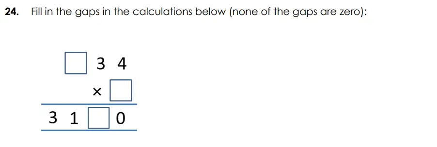 Question 24(a) - Bancroft’s School - Eleven Plus Maths Sample Paper Entry - 2026