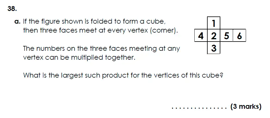 Question 38(a) - Bancroft’s School - 11 Plus Maths Sample Paper 2024 entry