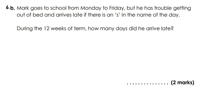 Question 6(b) - Bancroft’s School - Eleven Plus Maths Sample Paper Entry - 2026