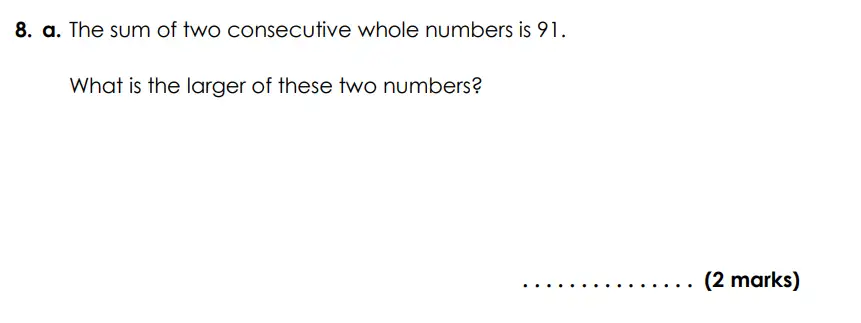 Question 8(a) - Bancroft’s School - Eleven Plus Maths Sample Paper Entry - 2026