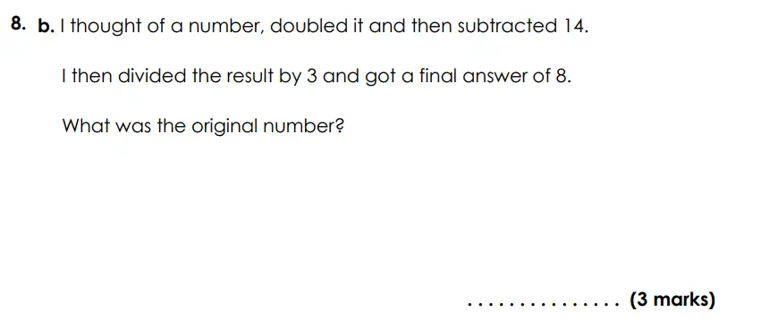 Question 8(b) - Bancroft’s School - Eleven Plus Maths Sample Paper Entry - 2026