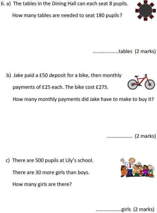 Question 6(a,b,c) - Bancroft’s School – Sample 11+ Maths Paper (i) 2023