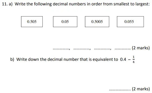 Question 11(a,b) - Bancroft’s School – Sample 11+ Maths Paper (i) 2023