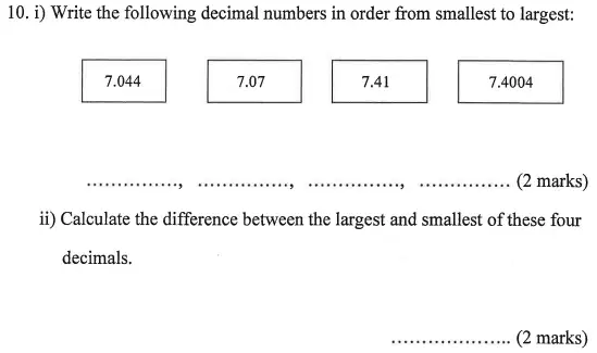 Question 10(10(i),10(ii)) - Bancroft’s School – Sample 11+ Maths Paper (ii) 2016