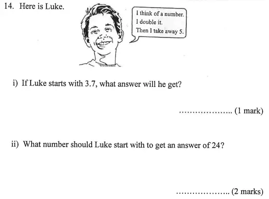 Question 14(14(i),14(ii)) - Bancroft’s School – Sample 11+ Maths Paper (ii) 2016