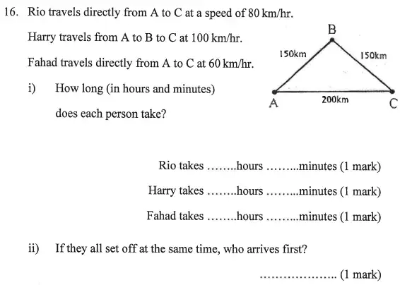 Question 16(16(i),16(ii)) - Bancroft’s School – Sample 11+ Maths Paper (ii) 2016