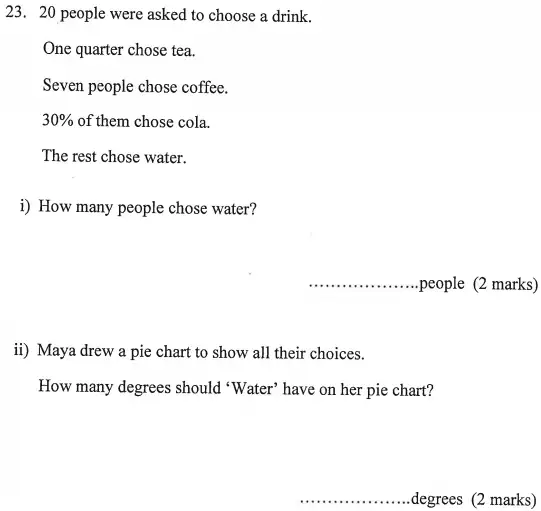 Question 23(23(i),23(ii)) - Bancroft’s School – Sample 11+ Maths Paper (ii) 2016