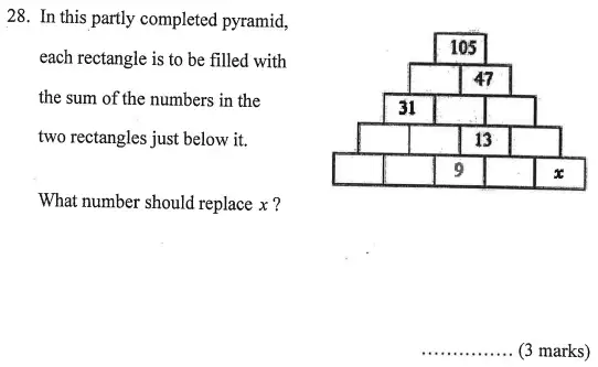 Question 28 - Bancroft’s School – Sample 11+ Maths Paper (ii) 2016