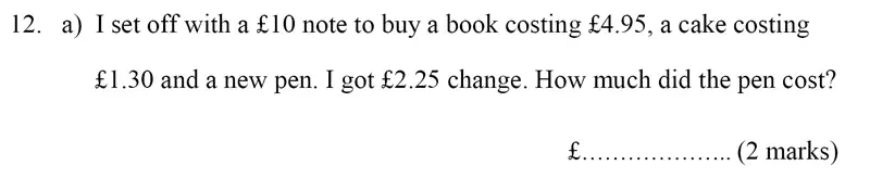 Question 12(a) - Bancroft’s School – Sample 11+ Maths Paper - 2018