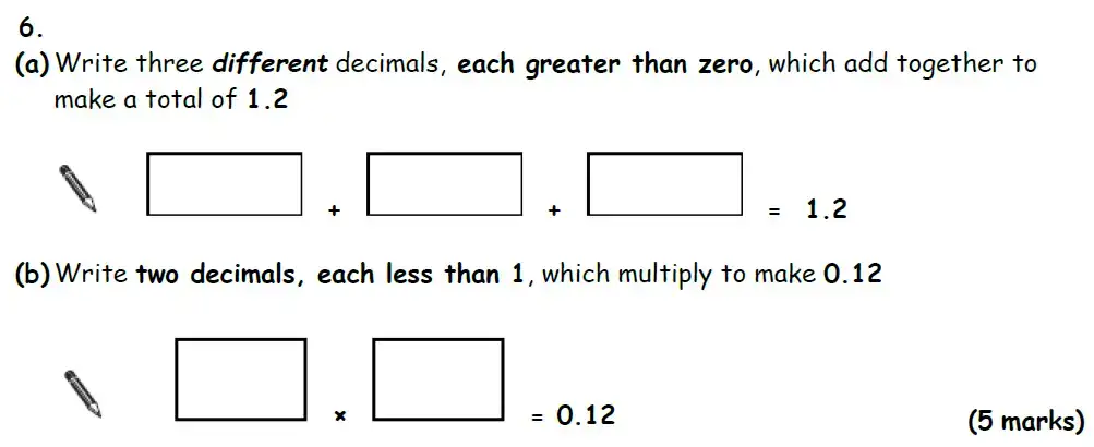 Question 6(a,b) - Bradford Grammar 11 Plus Maths Specimen Paper 2018