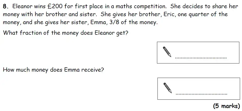 Question 8(a,b) - Bradford Grammar 11 Plus Maths Specimen Paper 2018
