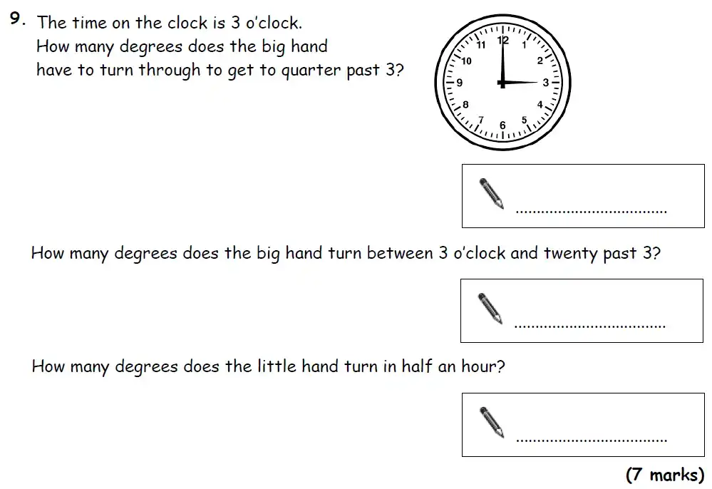 Question 9(a,b,c) - Bradford Grammar 11 Plus Maths Specimen Paper 2018