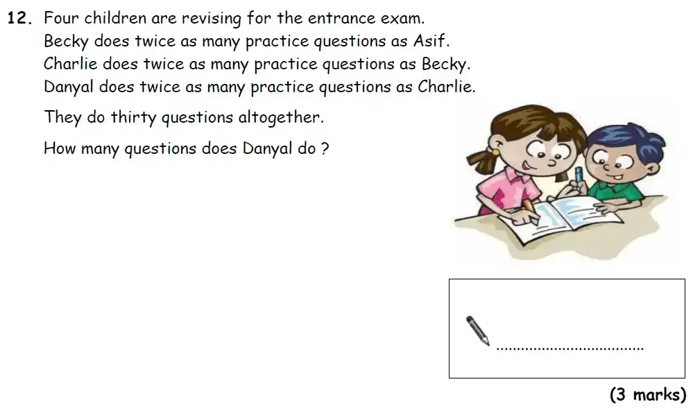 Question 12(a) - Bradford Grammar 11 Plus Maths Specimen Paper 2018