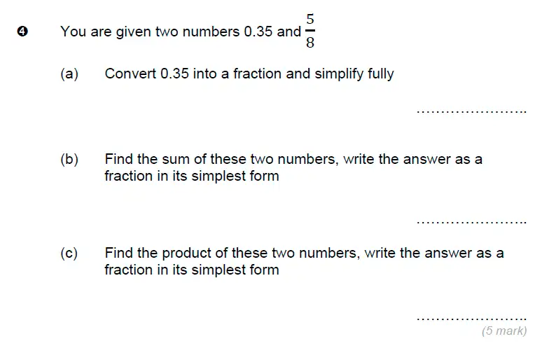 Question 4(a,b,c) - Brentwood school – 11 Plus Maths Sample Paper - 2024