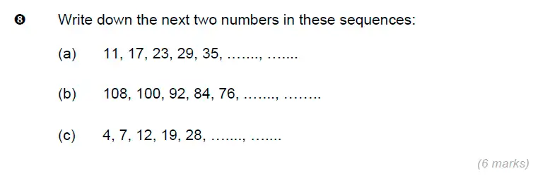 Question 8(a,b,c) - Brentwood school – 11 Plus Maths Sample Paper - 2024