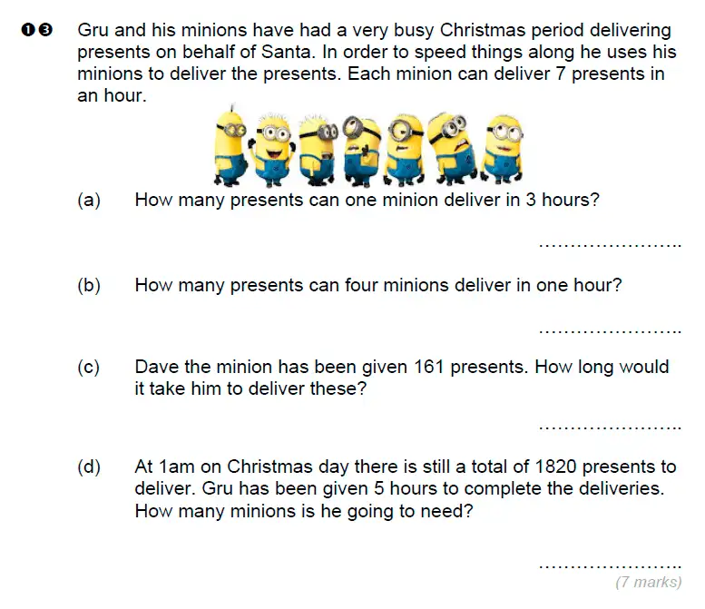 Question 13(13(a),13(b),13(c),13(d)) - Brentwood school – 11 Plus Maths Sample Paper - 2024