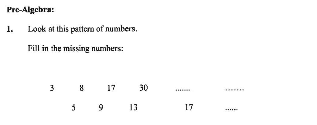 Question 1 - Caterham School 11 Plus Maths Sample Questions 2016