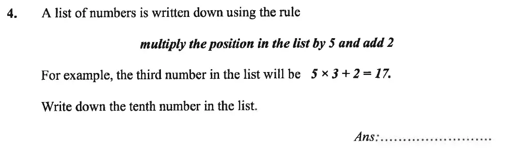 Question 4(a) - Caterham School 11 Plus Maths Sample Questions 2016