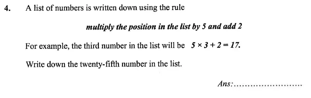 Question 4(b) - Caterham School 11 Plus Maths Sample Questions 2016