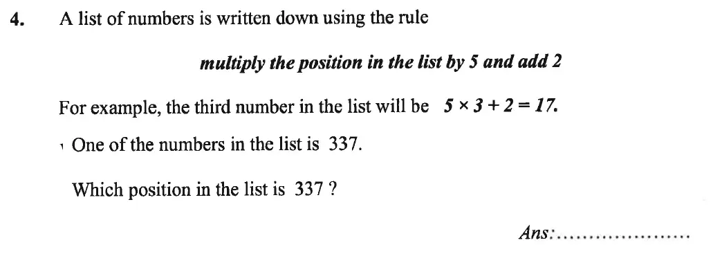 Question 4(c) - Caterham School 11 Plus Maths Sample Questions 2016