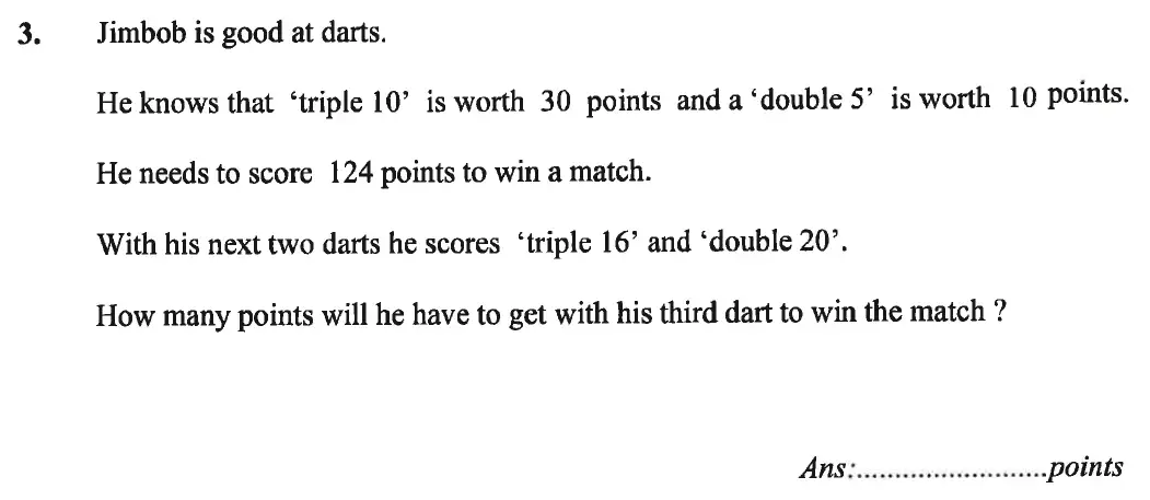 Question 3 - Caterham School 11 Plus Maths Sample Questions 2016