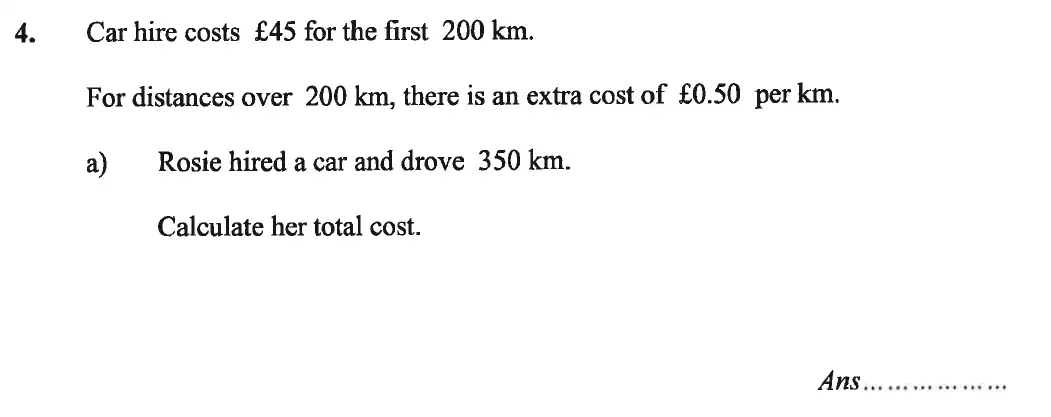 Question 4(a) - Caterham School 11 Plus Maths Sample Questions 2016