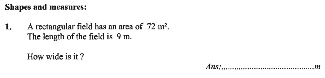 Question 1 - Caterham School 11 Plus Maths Sample Questions 2016