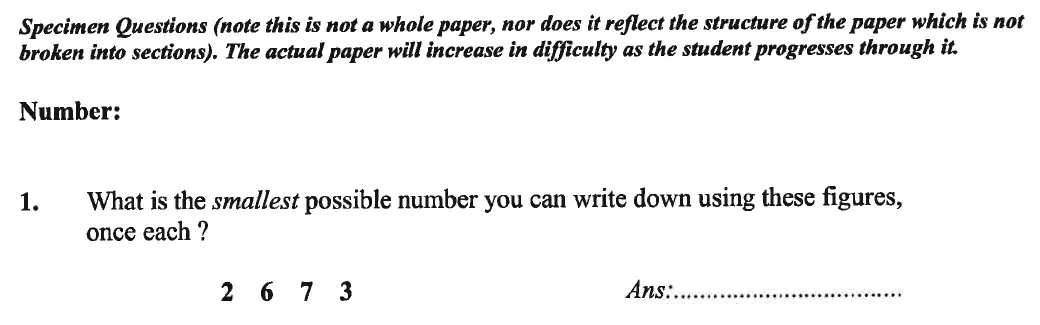 Question 1(a) - Caterham School 11 Plus Maths Sample Questions 2016