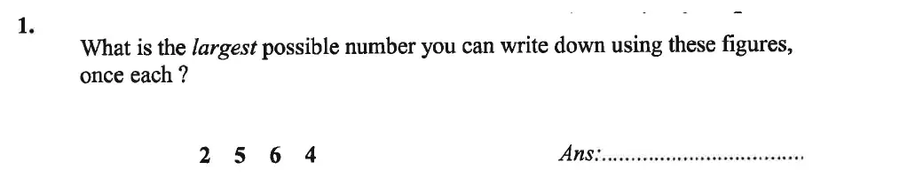 Question 1(b) - Caterham School 11 Plus Maths Sample Questions 2016