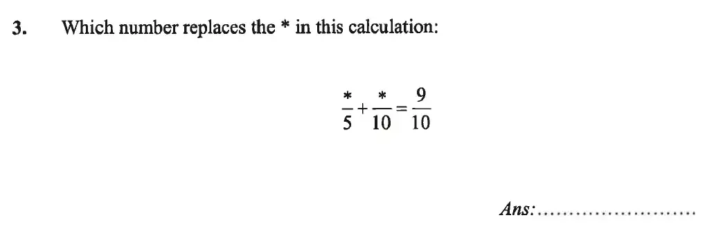 Question 3 - Caterham School 11 Plus Maths Sample Questions 2016