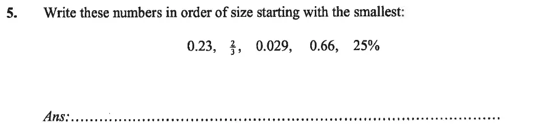 Question 5 - Caterham School 11 Plus Maths Sample Questions 2016