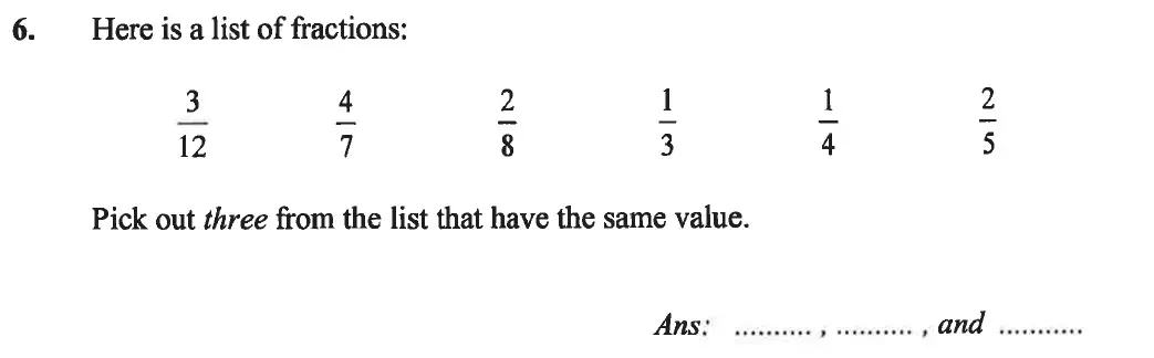 Question 6 - Caterham School 11 Plus Maths Sample Questions 2016