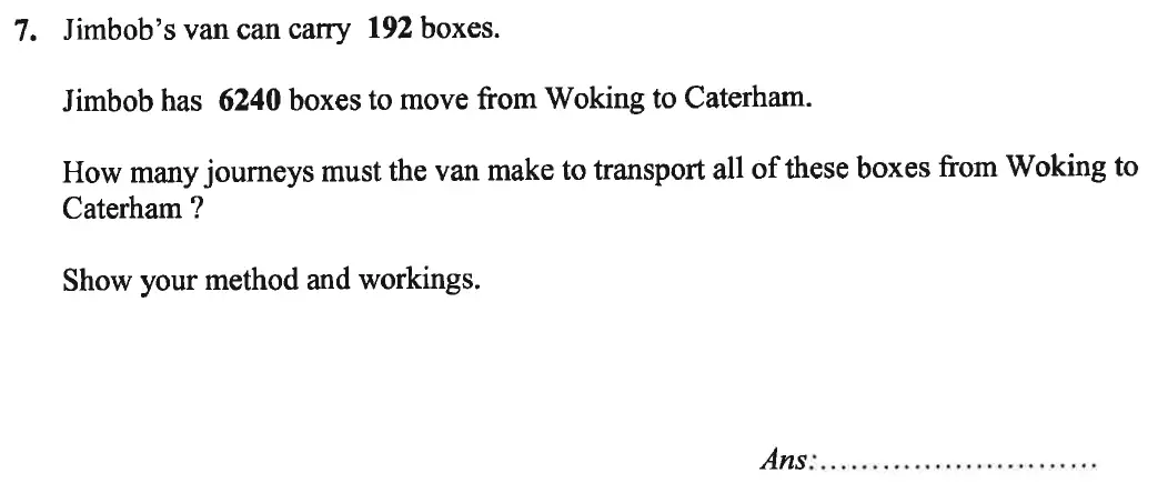 Question 7 - Caterham School 11 Plus Maths Sample Questions 2016