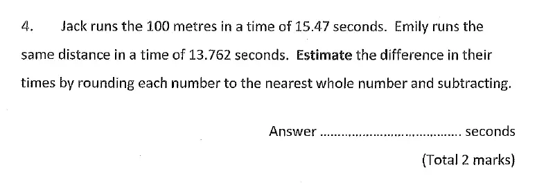 Question 4 - Chigwell School – 11 Plus Maths Specimen Paper - 2020 Entry