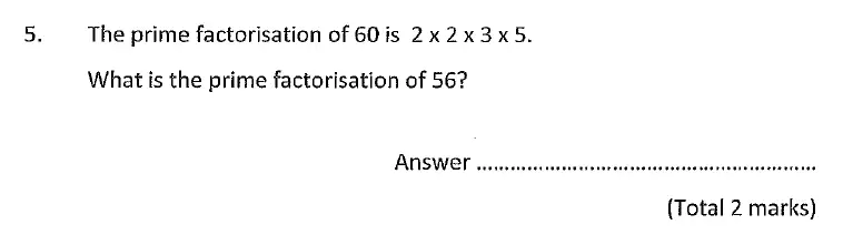 Question 5 - Chigwell School – 11 Plus Maths Specimen Paper - 2020 Entry