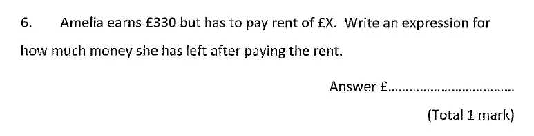 Question 6 - Chigwell School – 11 Plus Maths Specimen Paper - 2020 Entry