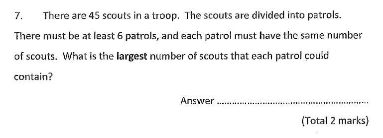 Question 7 - Chigwell School – 11 Plus Maths Specimen Paper - 2020 Entry